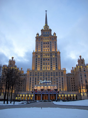 The gloriously over-the-top Radisson Royal aka Hotel Ukrainia,, Moscow, Russia December 2010