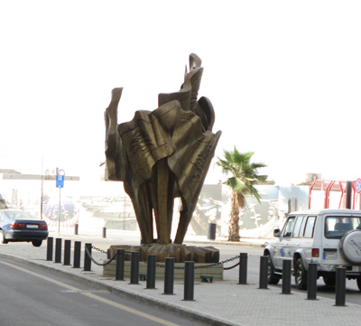 Hariri Assassination Marker Clustered bronze Lebanese flags, Beirut, Lebanon 2010