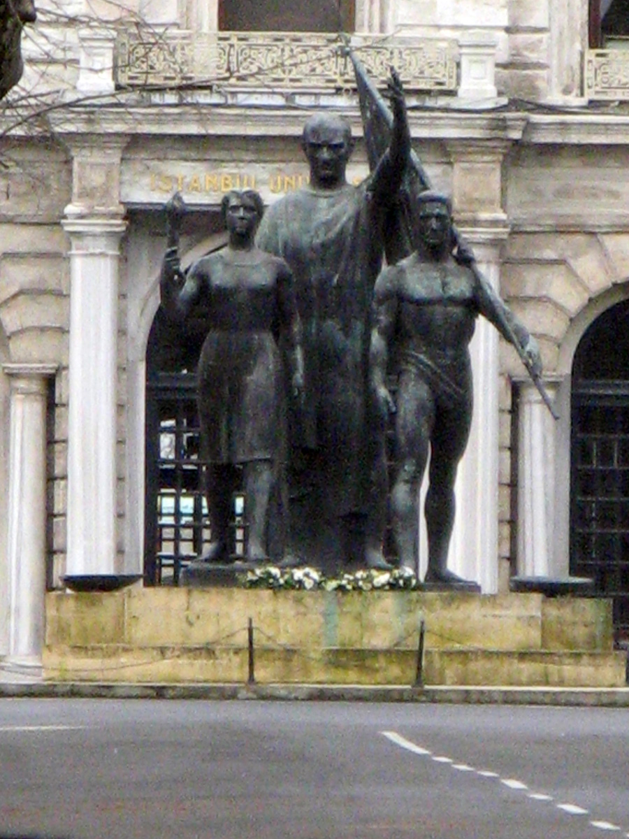 Istanbul, Distant Ataturk, with students.