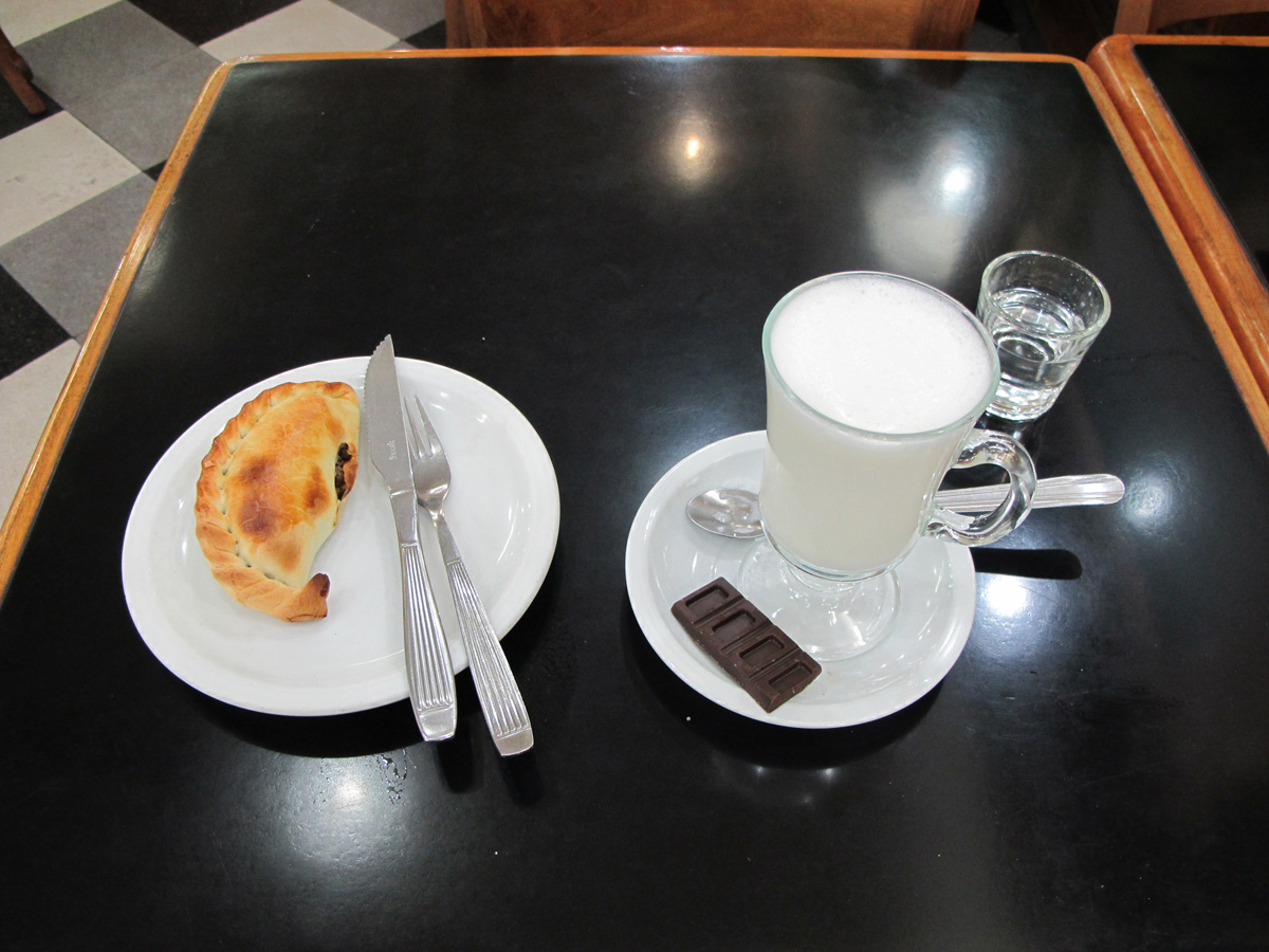 Buenos Aires, Empanada + Submarine Submarine chocolate is stirred into hot milk.