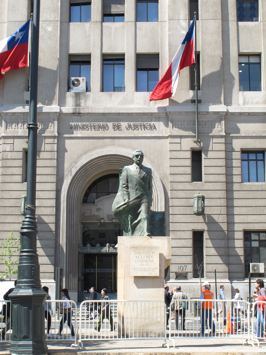 Santiago, Salvador Allende statue Outside the Ministry of Justice