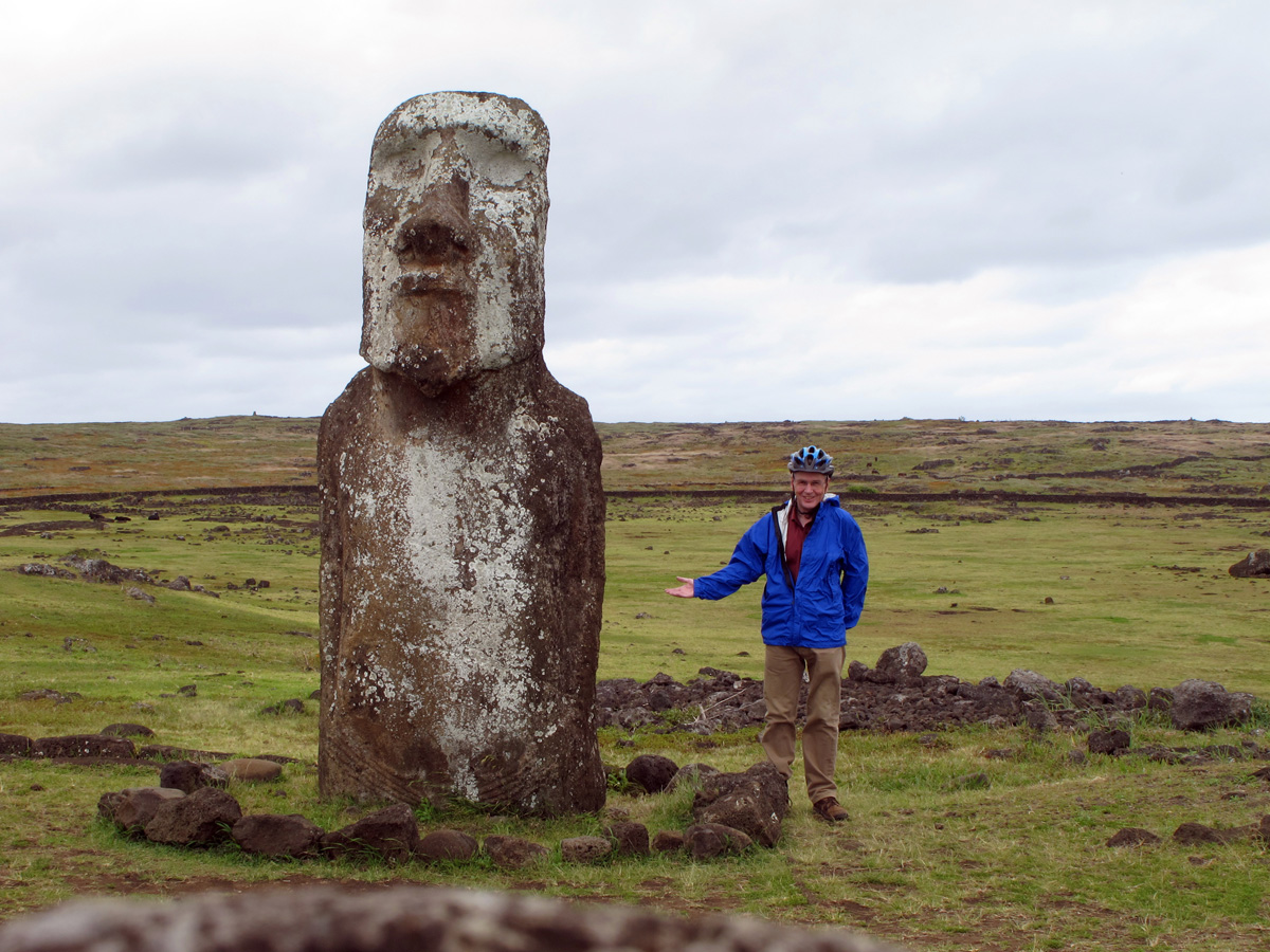 Ahu Tongariki, Lone Moai + Scotsman Near Ahu Tongariki