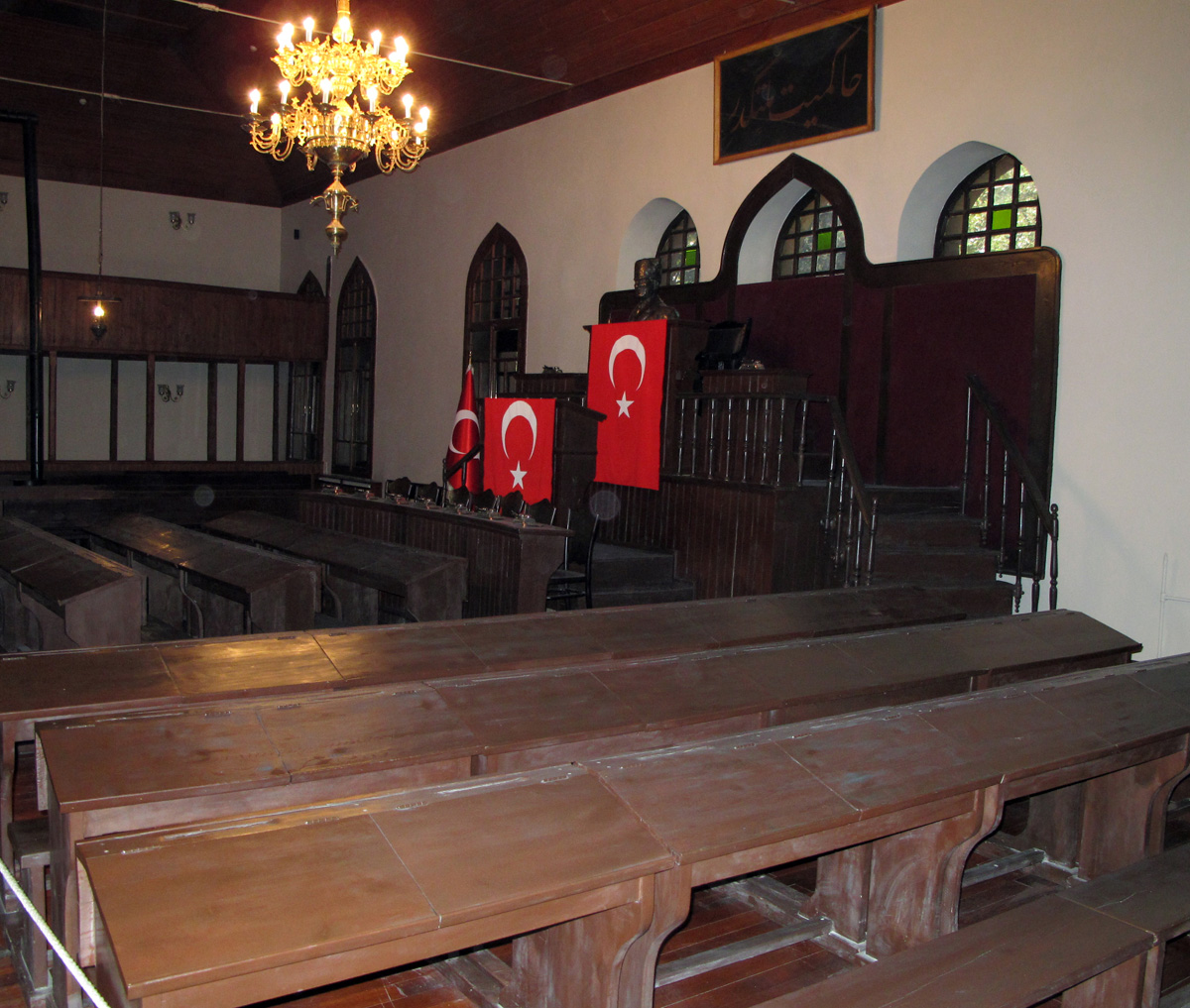 Ankara, First National Assembly Hall With Ataturk bust on the podium.