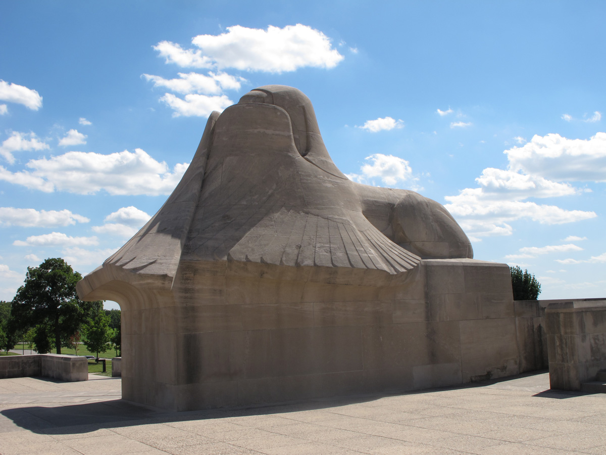 Kansas City, MO, Sphinx covering her eyes.