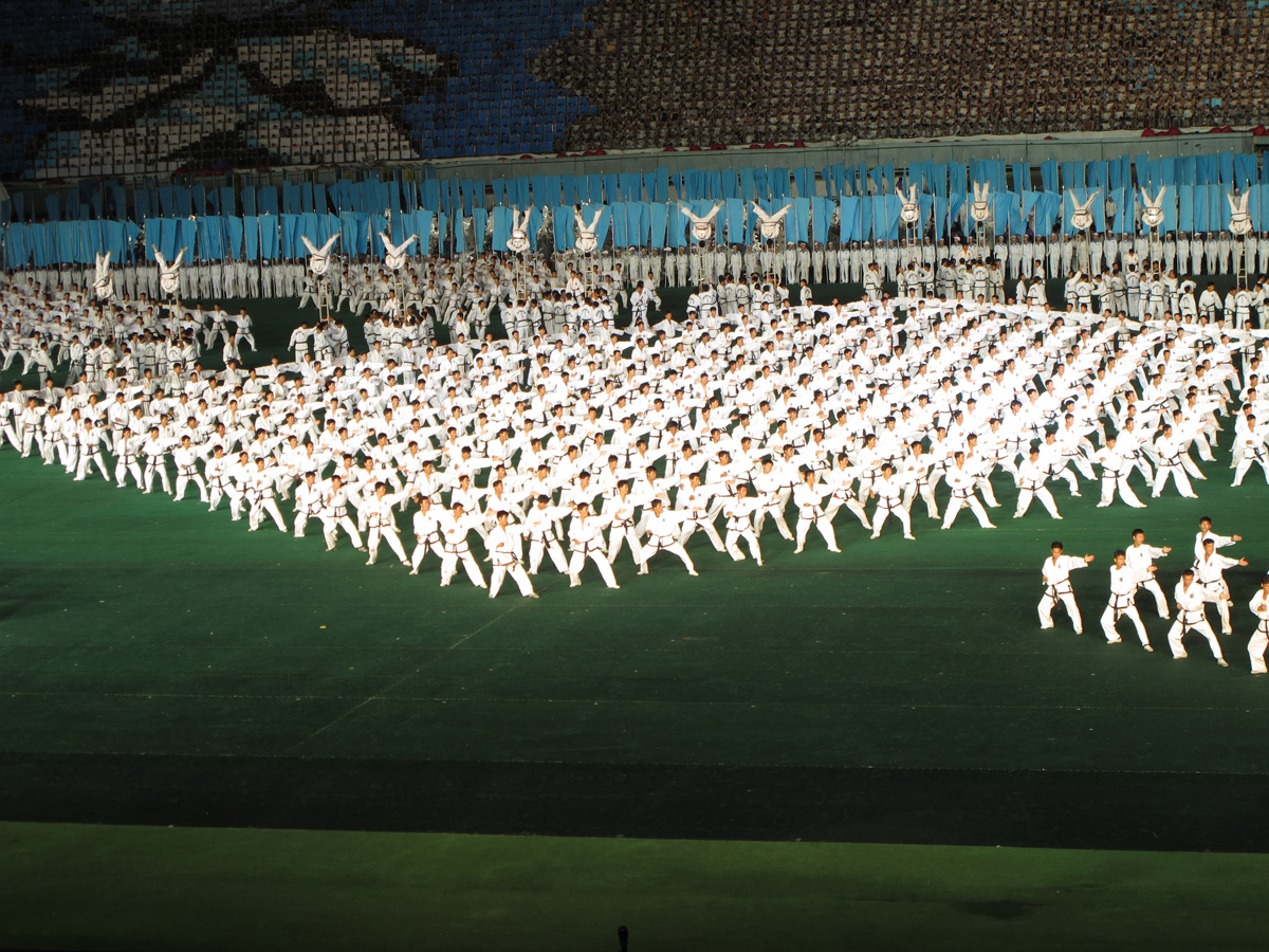 North Korea - Mass Games, Quick change to Tae Kwon Do today