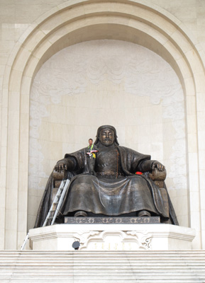 Chinggis Khan Statue In front of Parliament, Ulan Bator, Mongolia 2011
