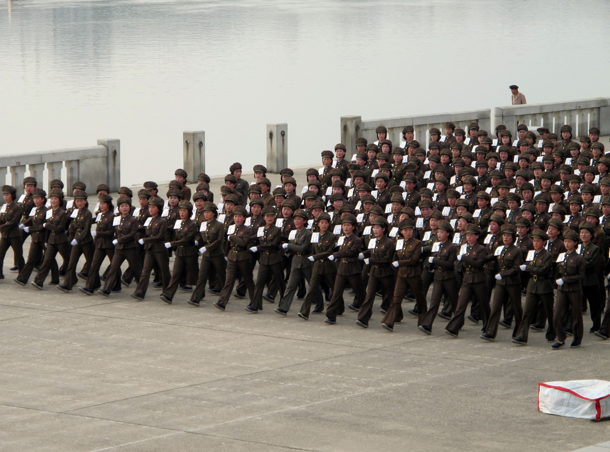 Pyongyang, Parade Rehearsal (?) Beside Juche Tower