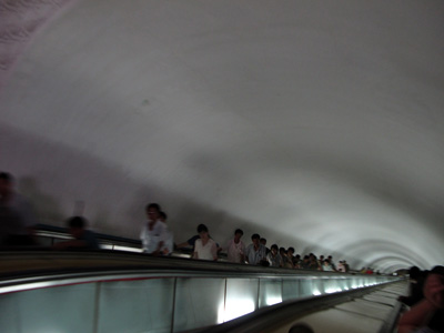 Down into the Pyongyang Metro..., North Korea 2011