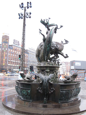 Bull fighting Dragon fountain, Copenhagen, 2011 North Europe