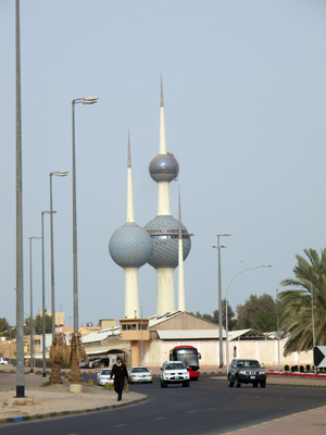 Kuwait Towers Behind the Saudi Embassy, Kuwait City, Gulf States 2012