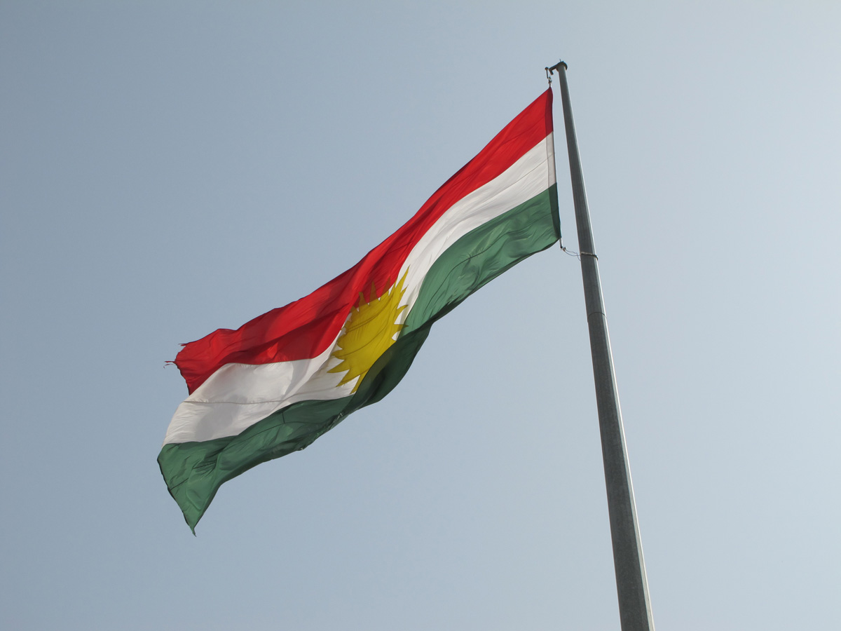 Erbil, Kurdish flag, on Erbil Citadel