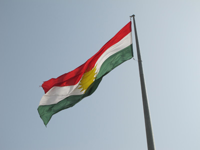 Kurdish flag, on Erbil Citadel, Kurdistan 2012