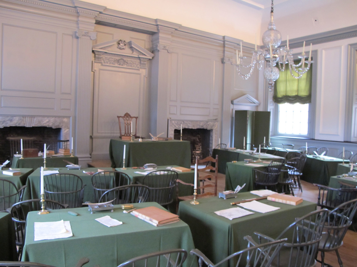 Philadelphia, Continental Congress Room Where Independence was voted & declared; US constitution agreed.