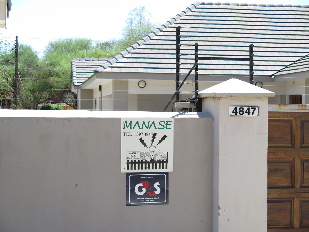 Gaborone, Electric fence Very common on houses and apartment blocks.