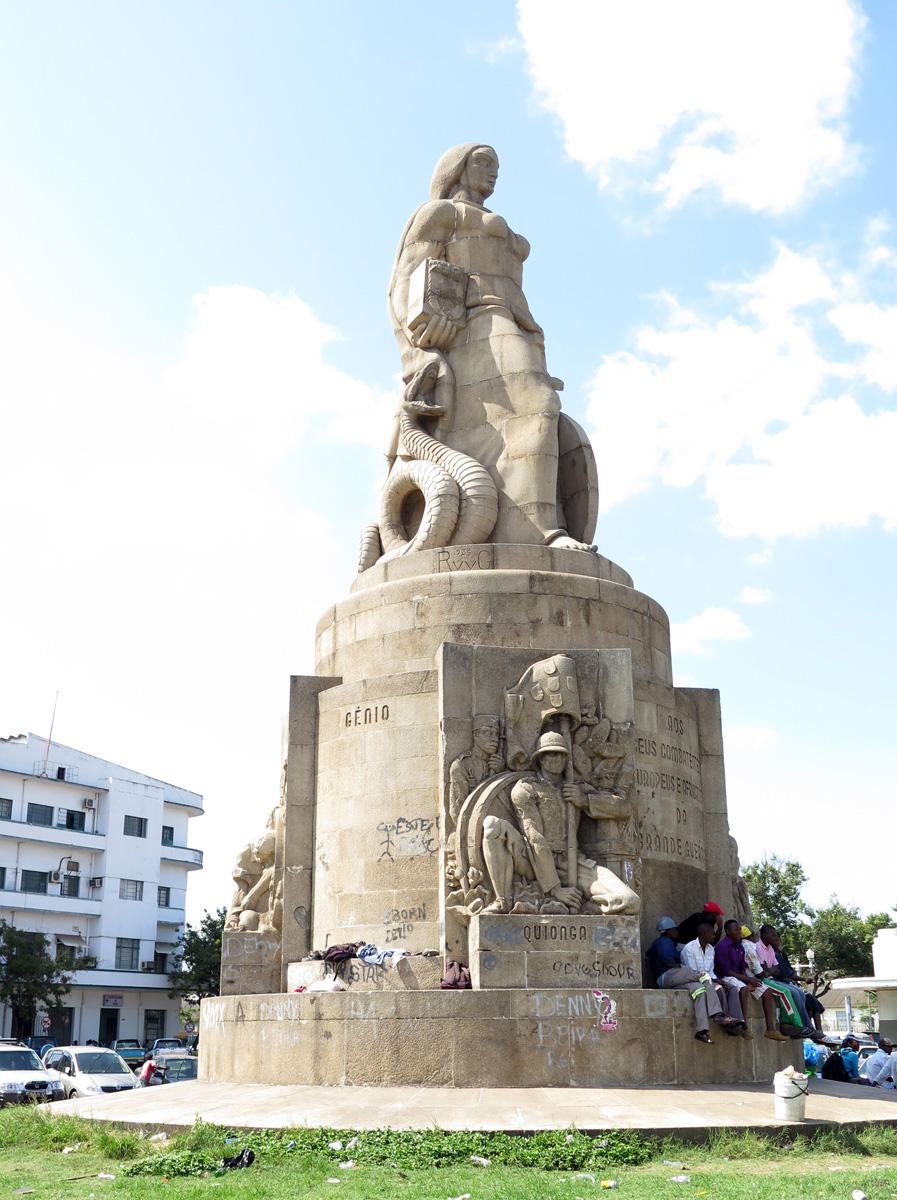 Mozambique, WWI Memorial Goddess with a Snake.  The symbolism of the snake is apparently largely forgotten and a source of much local myth.