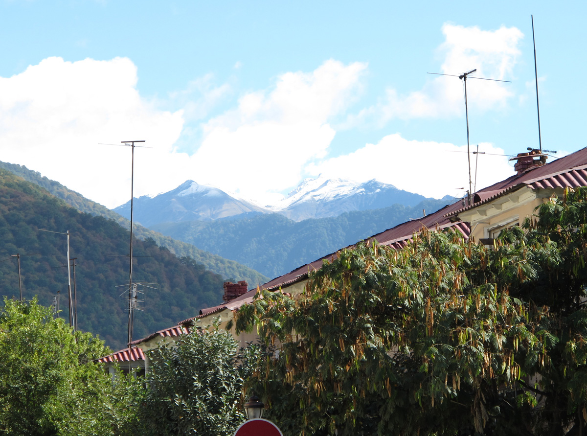 Zaqatala, Distant Caucasus snowcaps