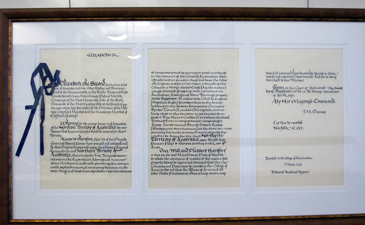Darwin, Letters Patent for Northern Territory Arms
