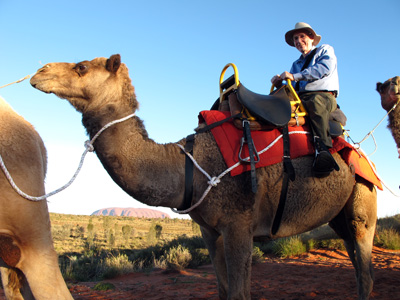 Intrepid Scotsman on Camel Back. The camel is called Khan.  Thi, Sunset Camel Tour, 2013 Australia (North-South)