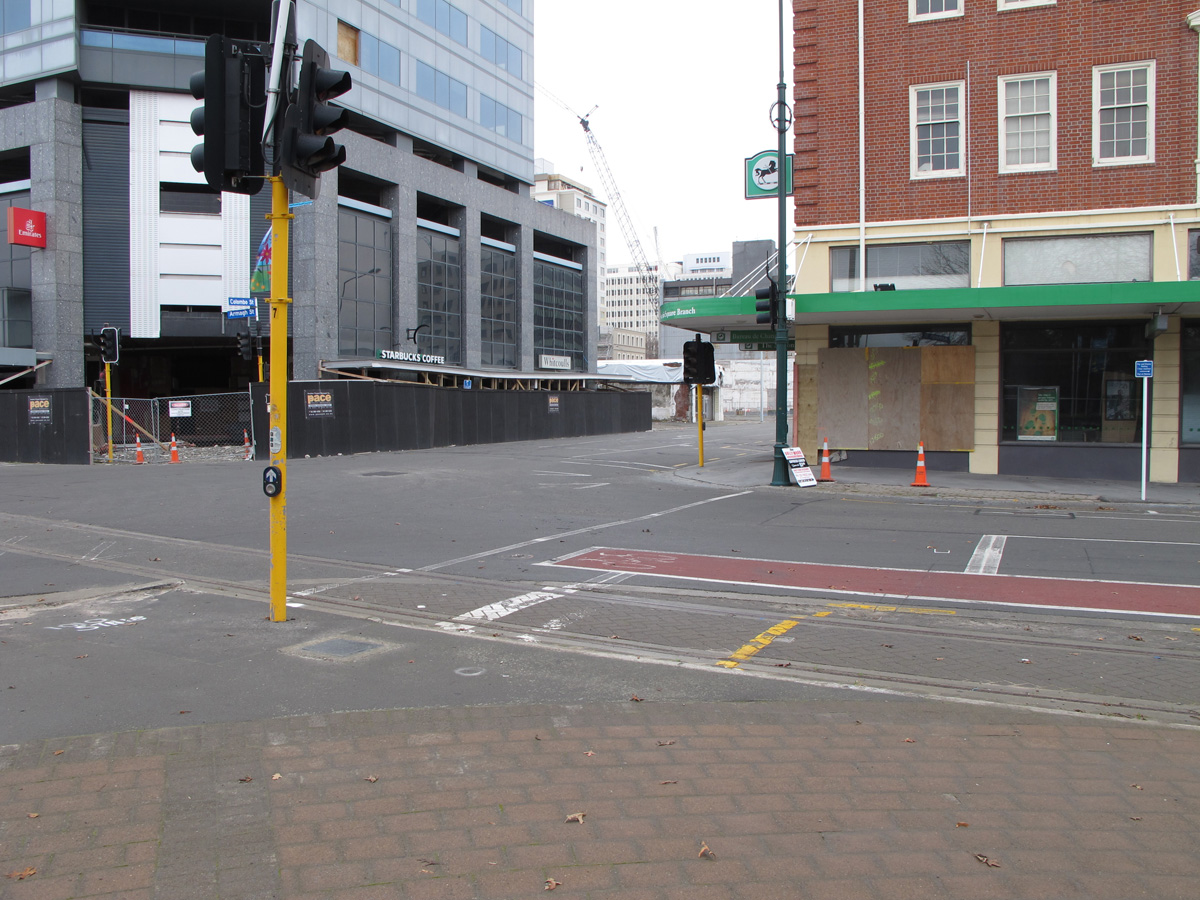 Christchurch, Desolate Downtown With abandoned Starbucks.
