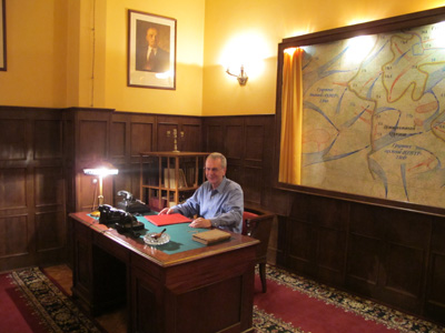 Scotsman at Stalin's Desk, Moscow: Stalin Bunker, Moscow Area 2013