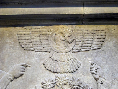Assyrian Frieze: A god emblem., British Museum, UK 2013