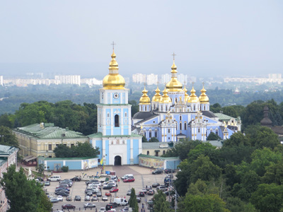 St Michael's Golden Domed Monastery (rebuilt) From St Sophia's, Kiev, Ukraine 2014
