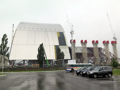 The new sarcophagus To be rolled into place on completion, Chernobyl, Ukraine 2014