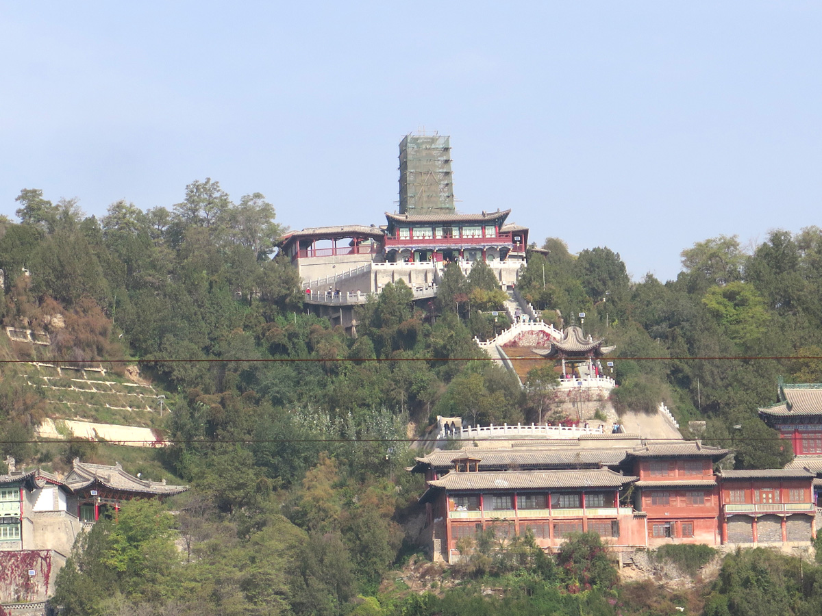 Lanzhou, White Pagoda Hill.  Pagoda under restoration