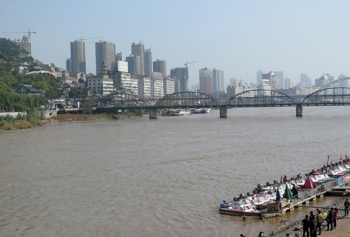 Lanzhou, View across the muddy Yellow River to Lanzhou