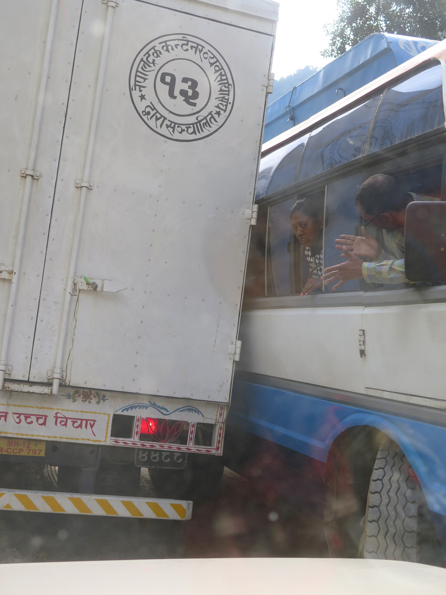Tibet border to Kathmandu, A very tight squeeze past