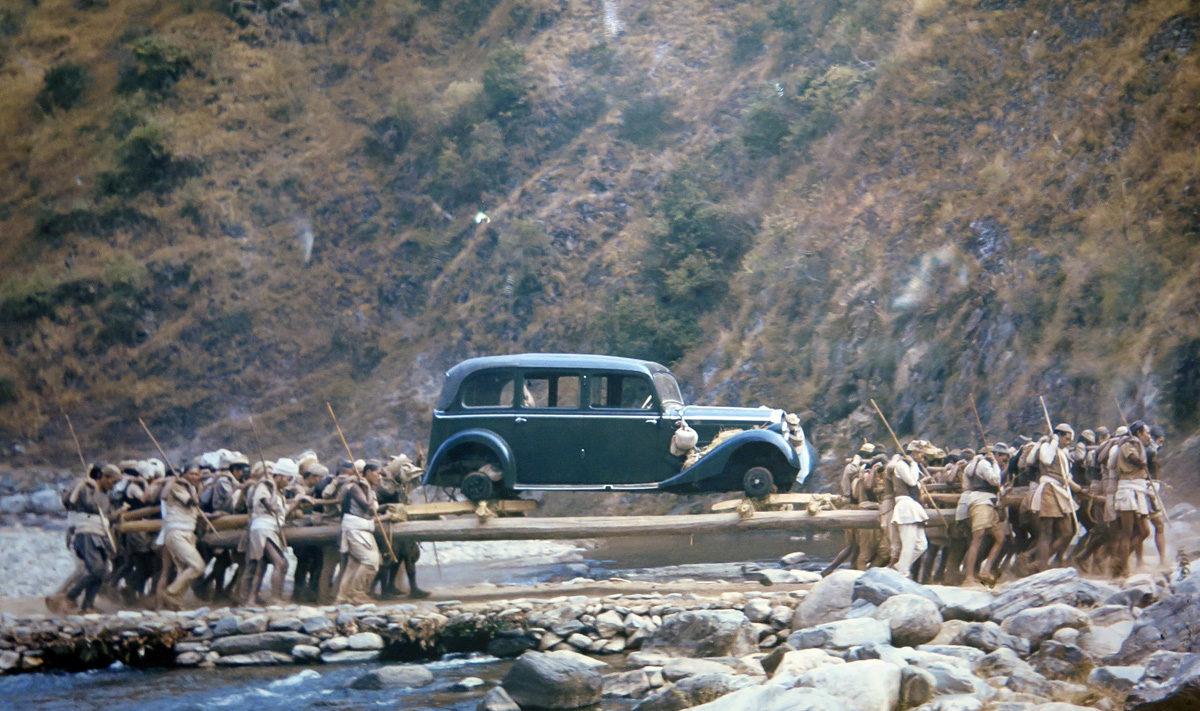 Patan, Photo of Mercedes transport, 1940s, in Patan Museum