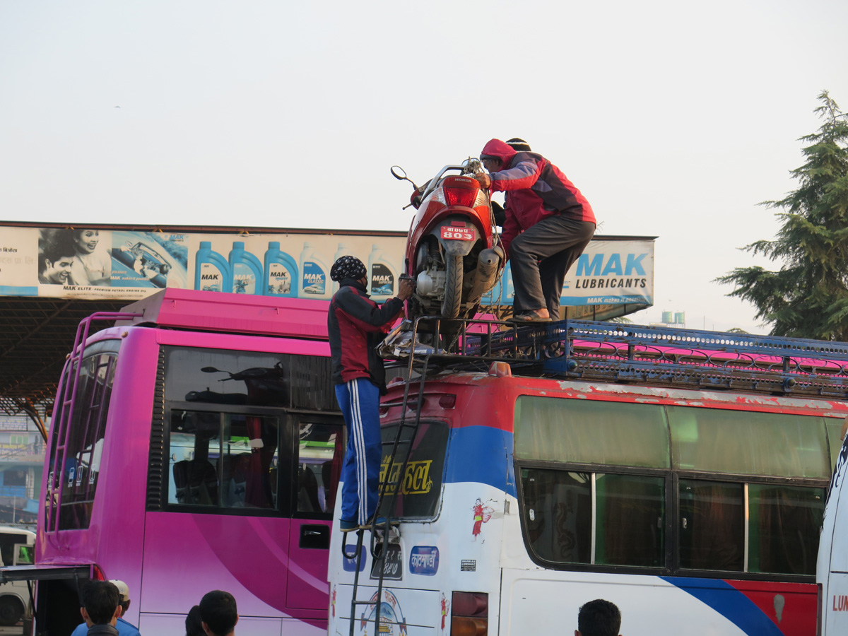 Bhairawa, Bike on bus