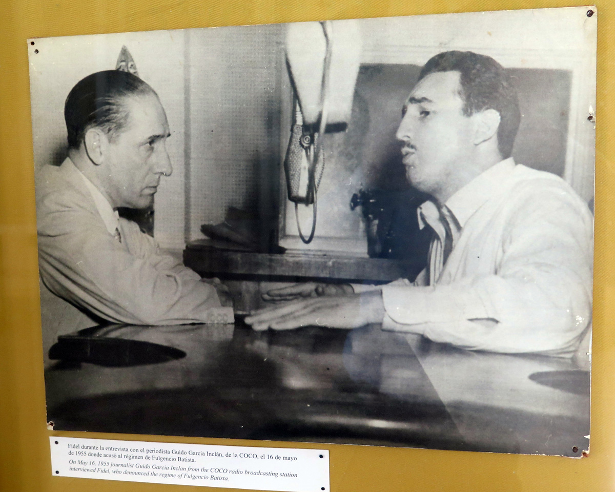 Museo de la Revolucion, Fidel Castro during a 1955 radio interview