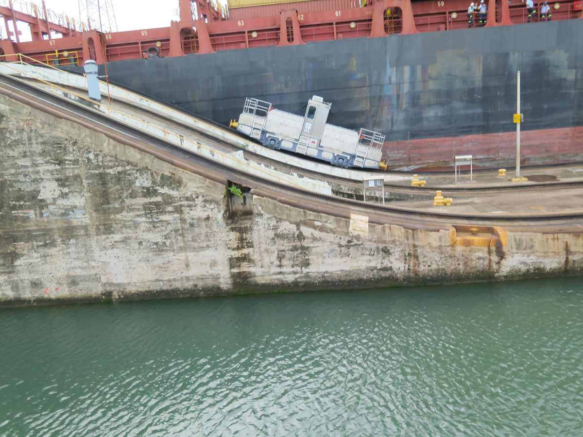 Panama Canal Transit, A little "mule" locomotive