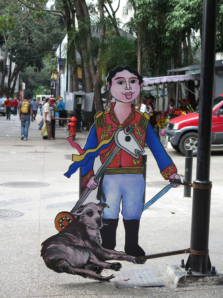 Caracas, Cardboard model of child as Bolivar Apparently part of New Year decorations?