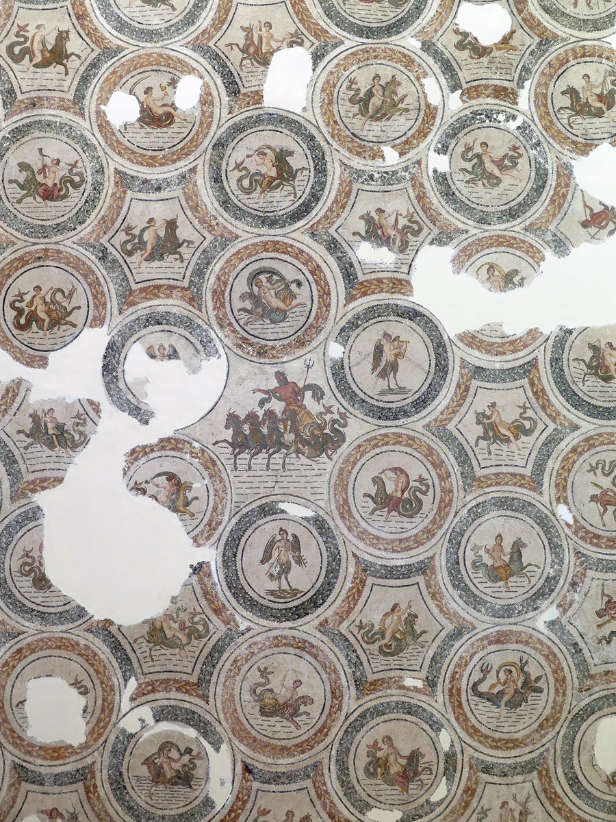 Bardo Museum, Giant mosaic, now wall mounted. In the Bardo entrance hall
