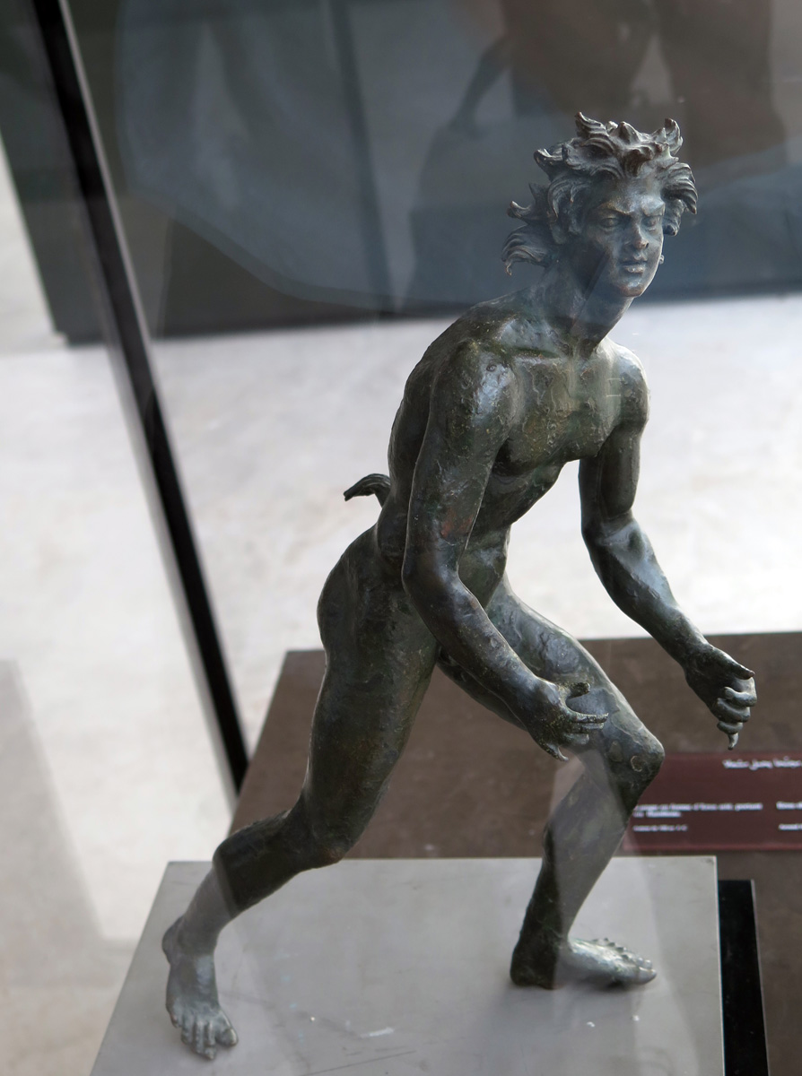 Bardo Museum, Satyr ready to leap on enemy.  2nd c bc