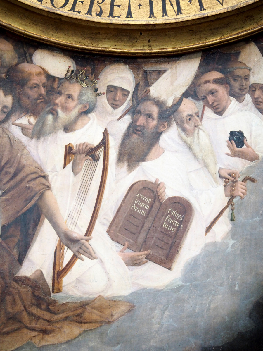 Groeningemuseum, Last Judgement, Jan Provoost,1525 Detail of a horned Saint? Perhaps Moses?