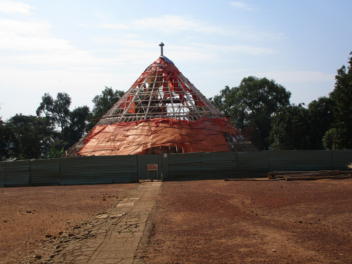 Kasubi Royal Tombs, Main building being rebuilt after fire