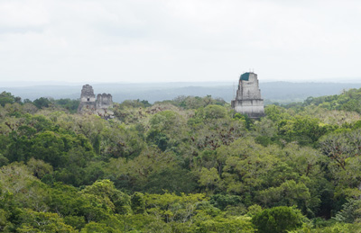 View from Temple IV Temples, I, II & III (left to right), Tikal, Guatemala 2016