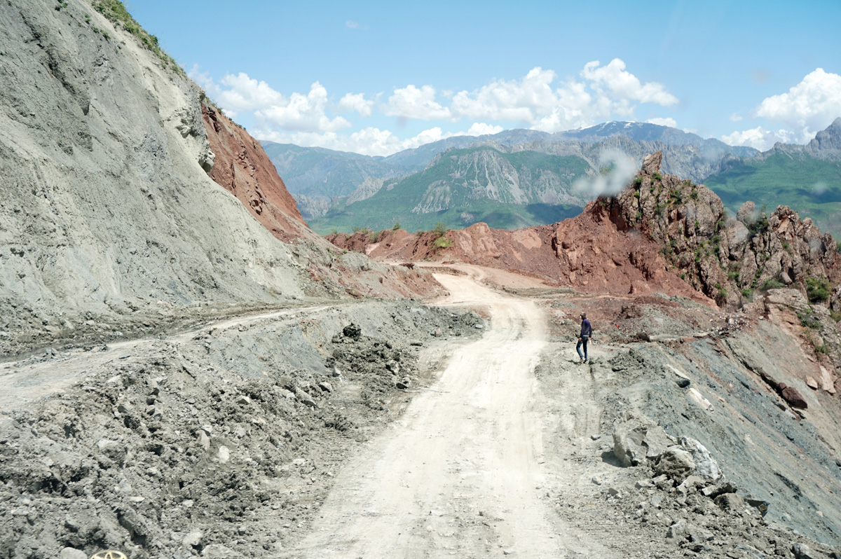 Dushanbe-Khalaikhum, Roadworks, 22 miles E of Kulob