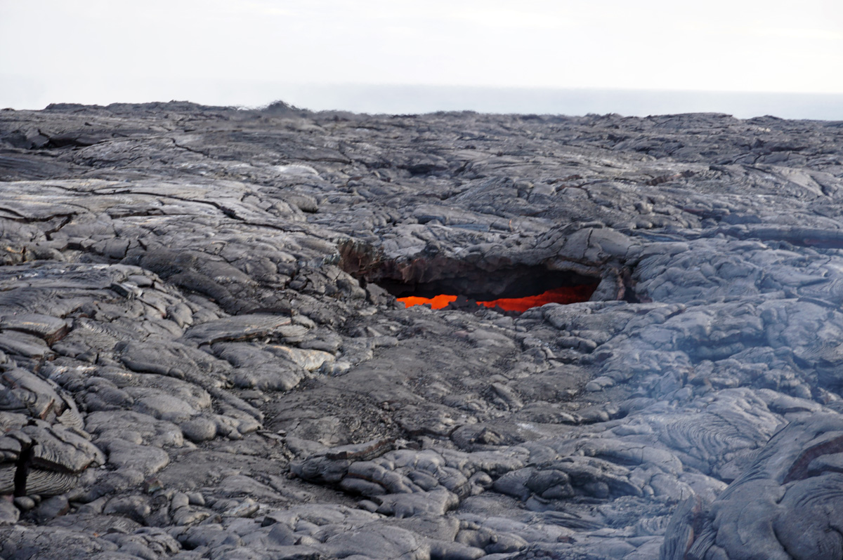 Lava Hike, A "Skylight" with glow from an active lava tube