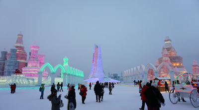 Twilight view, Ice and Snow World, Harbin Ice & Snow Festival 2016