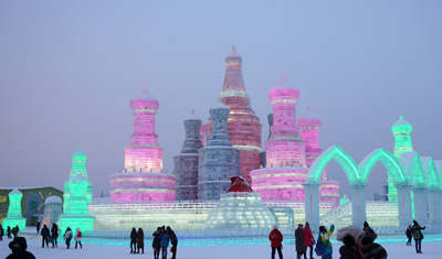 Twilight view, Ice and Snow World, Harbin Ice & Snow Festival 2016