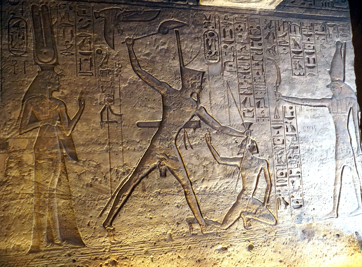 Abu Simbel, Pharaoh smites an enemy