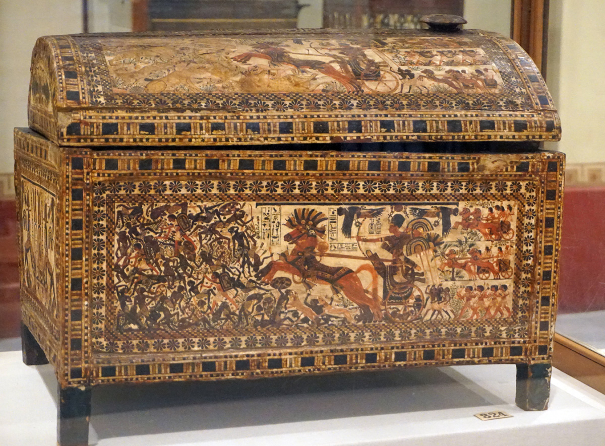 Egyptian Museum, Tutankhamun Chest with Pharaoh slaughtering his enemies