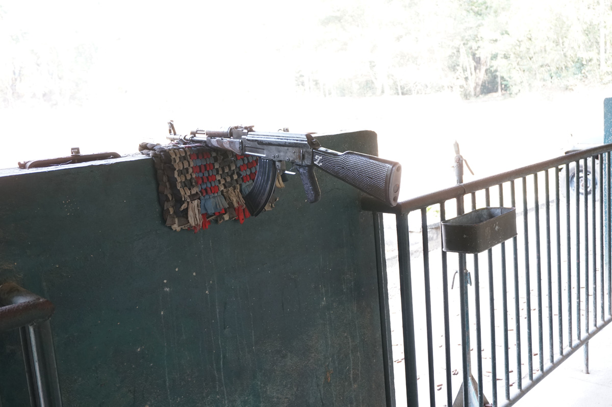 Cu Chi Tunnels, AK47, carefully restrained for tourist use