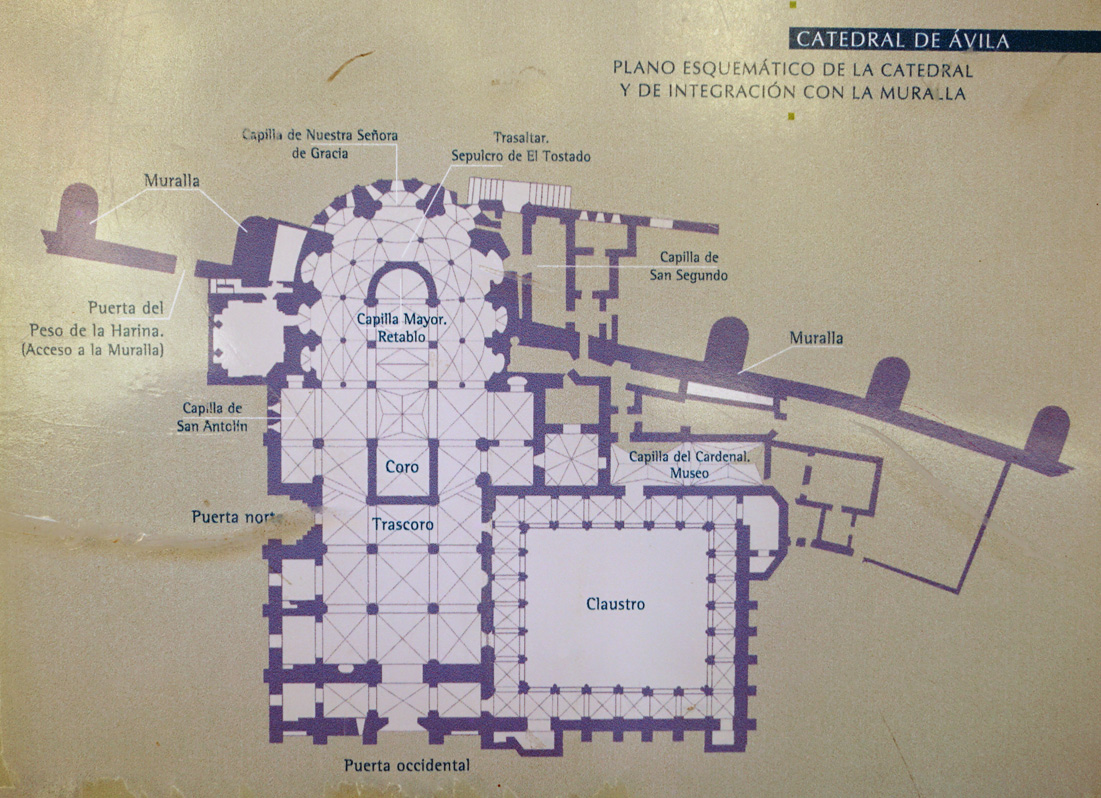 Avila, Plan of the mighty Fortress-Cathedral Note the apse projecting through the City Walls.