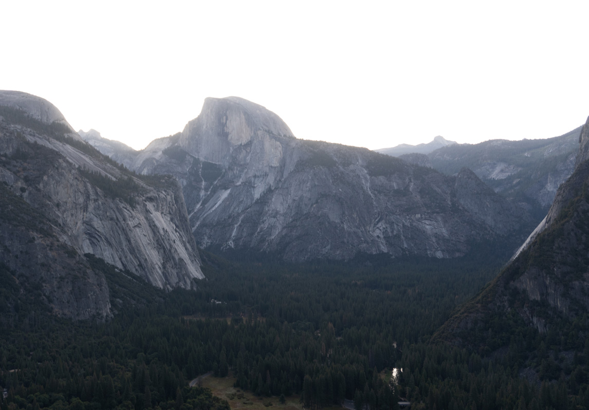 Day Two: Yosemite Point + Valley Views, View to Half Dome A hazy shot into the dawn light unfortunately.