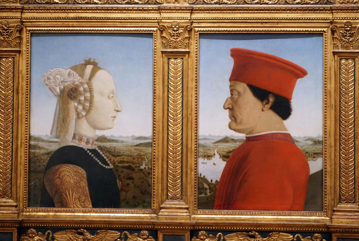Uffizi Gallery, Piero della Francesca: Duke & Duchess of Urbino (~1474)